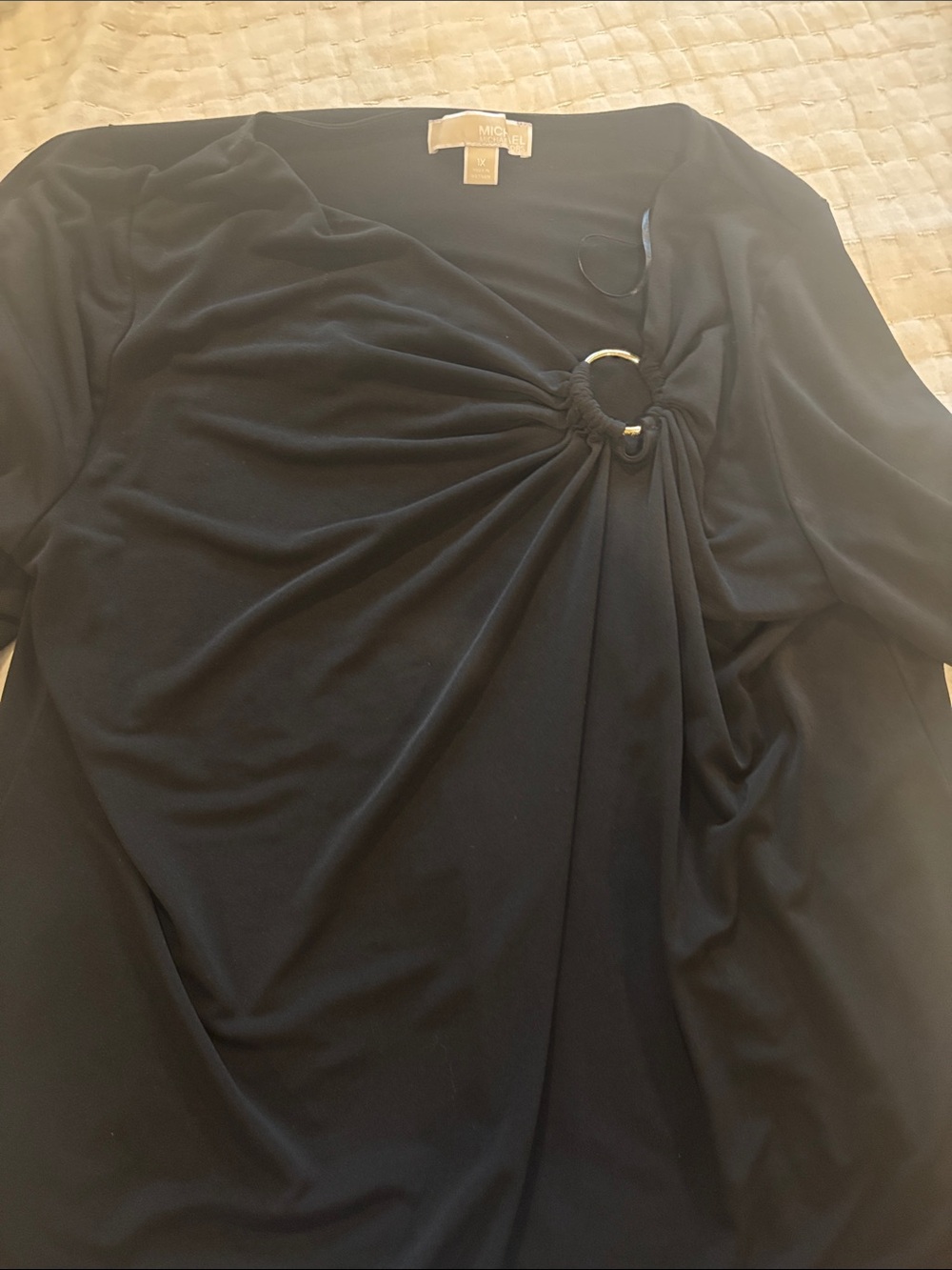 MICHAEL Michael Kors Black Long-Sleeve Ring-Detail blouse